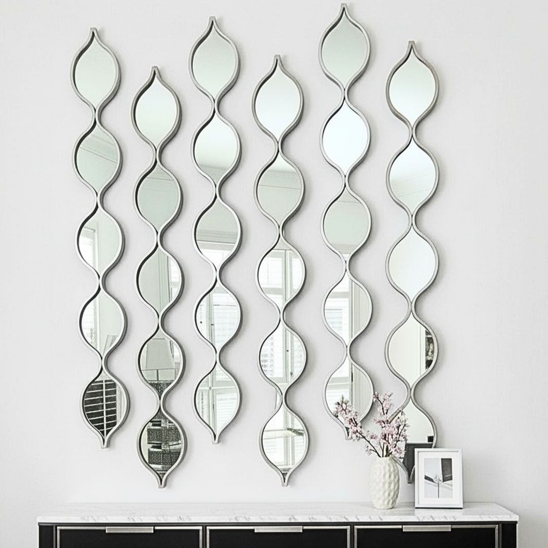 Set Di 3 Specchi Decorativi A Goccia Nero – Leggeri E Moderni Per Soggiorno E Parete – Home Decor Elegante