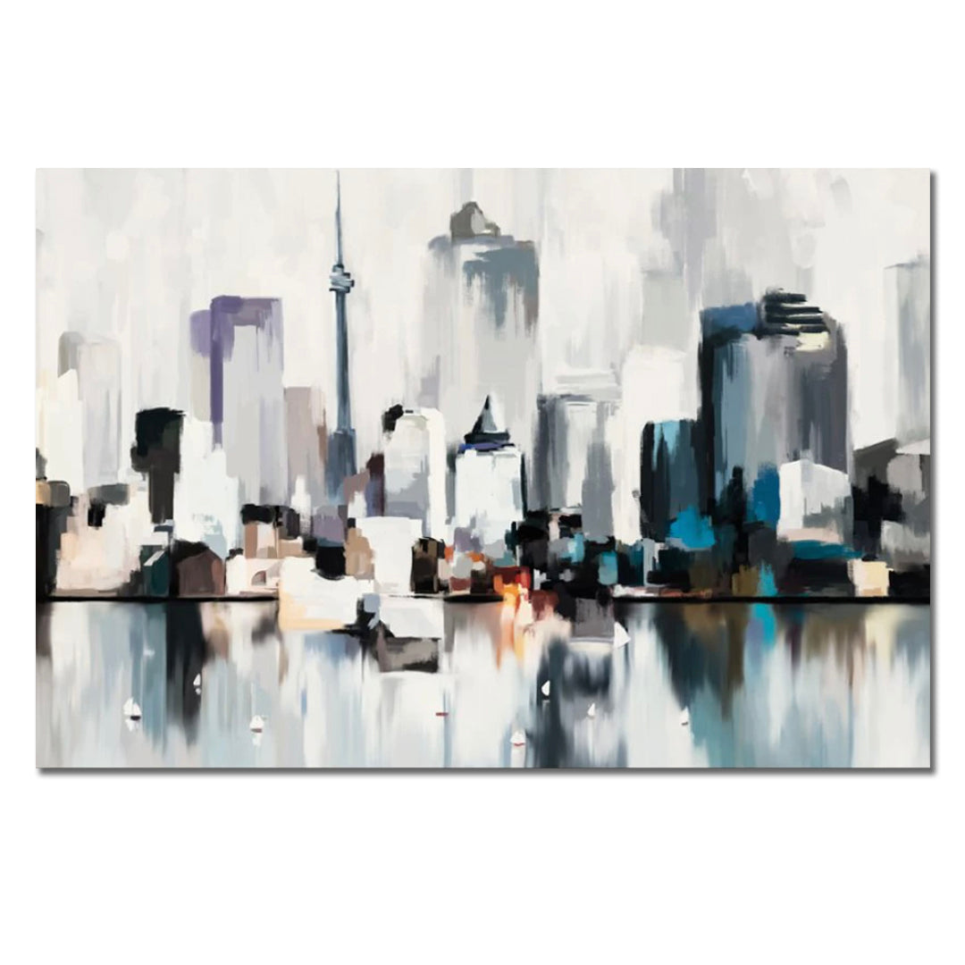 Abstract Toronto' Framed Canvas (40H x 60W)